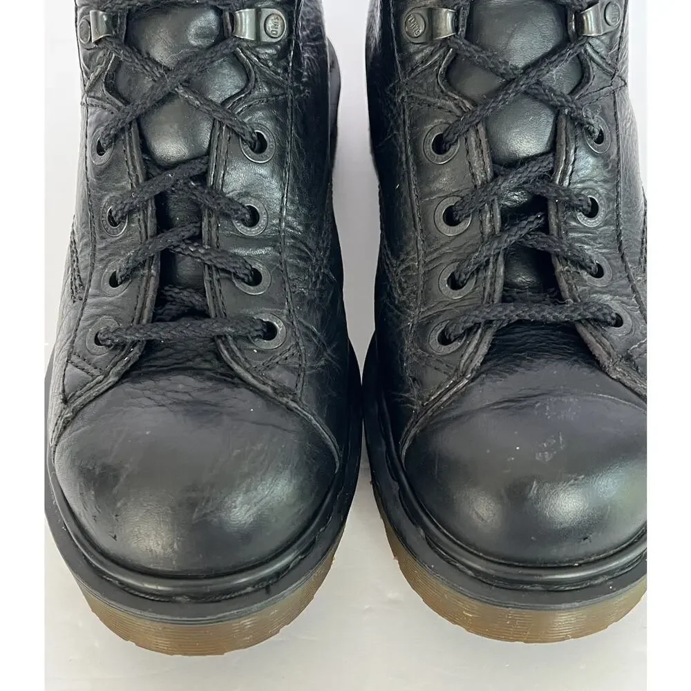 Dr. Martens 8287 Black Leather Ankle Hiking Boots Made England Mens US 9 VTG 90s